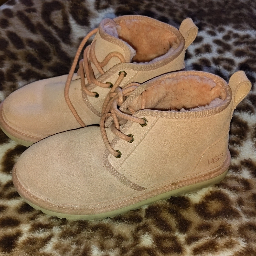 UGG Kids Blush Pink Suede Lace-Up Boots